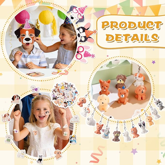 Vanblue 122 Pcs Dog Party Favors Puppy Birthday Decorations for Kids Classroom School Reward Gift Prizes Adopt a Puppy Themed Party Supplies,Dog Pinata Goodie Bag Stuffers for Boys Girls