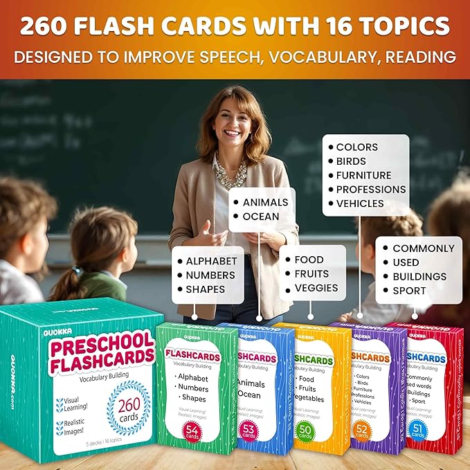 QUOKKA Set of Learning Flash Cards for Kids