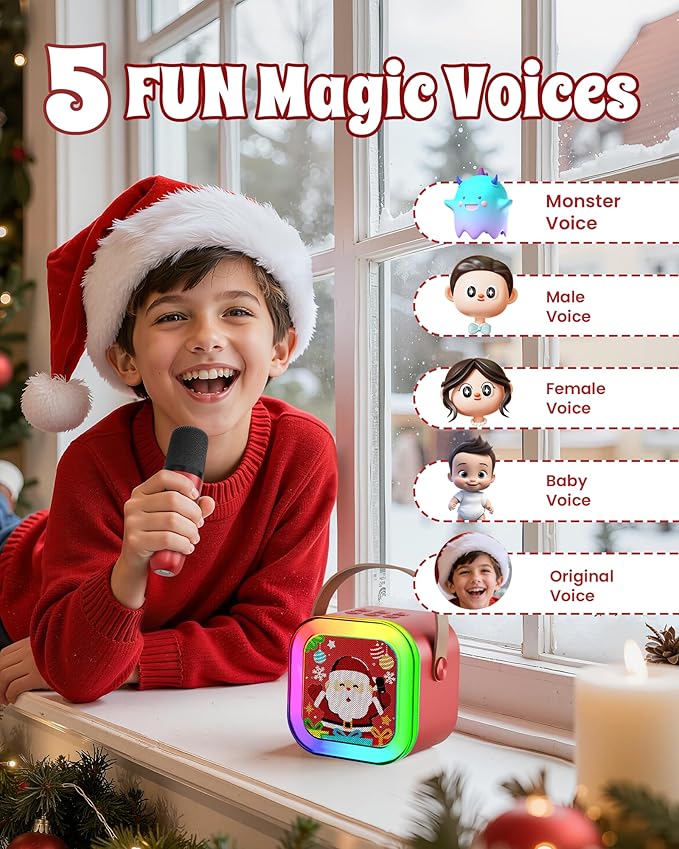 Mini Karaoke Machine for Kids Girls & Boys - Portable Bluetooth Speaker with 2 Wireless Microphones - Kids Birthday for Ages 4-10 Years Old- Christmas Limited Edition