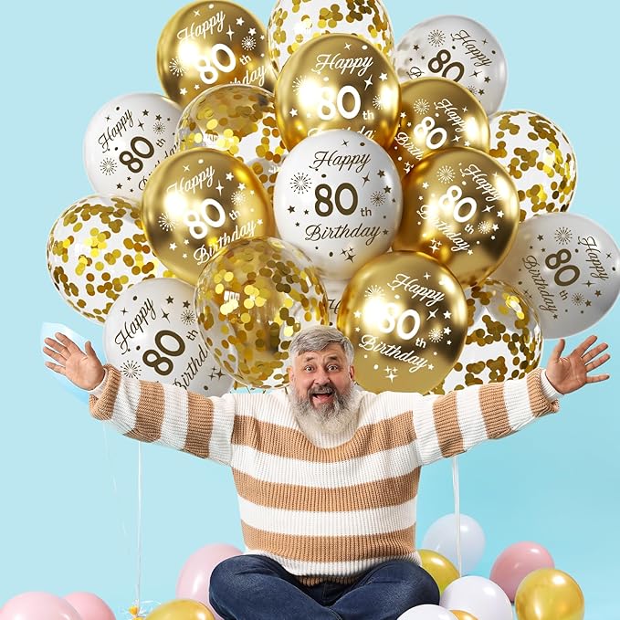 White Gold 60th Birthday Balloons Pack of 15 Men Women Happy 60th Birthday Party Deocorations Supplies Men Women Happy 60th Birthday Ballloons Latex Confetti Balloons 12inch & Ribbon