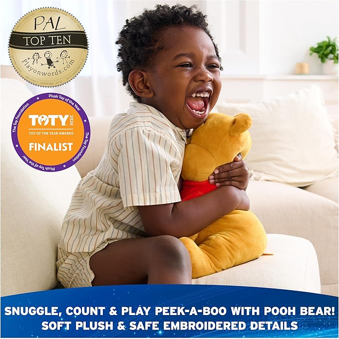 GUND Disney Official Peek-a-Boo Winnie The Pooh Plush, Interactive Stuffed Animal, Sensory Toys for Ages 0 and Up, Yellow, 11”