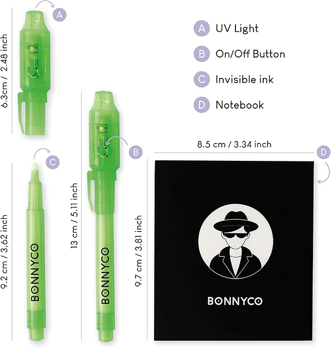 BONNYCO Invisible Ink Pen and Notebook Pack 32, Party Favors for Kids. Magic Spy Pen Goodie Bags Stuffers for Kids, Goody Bag Stuffers Pinata. Return Gifts Birthday Party, Classroom Prizes Students