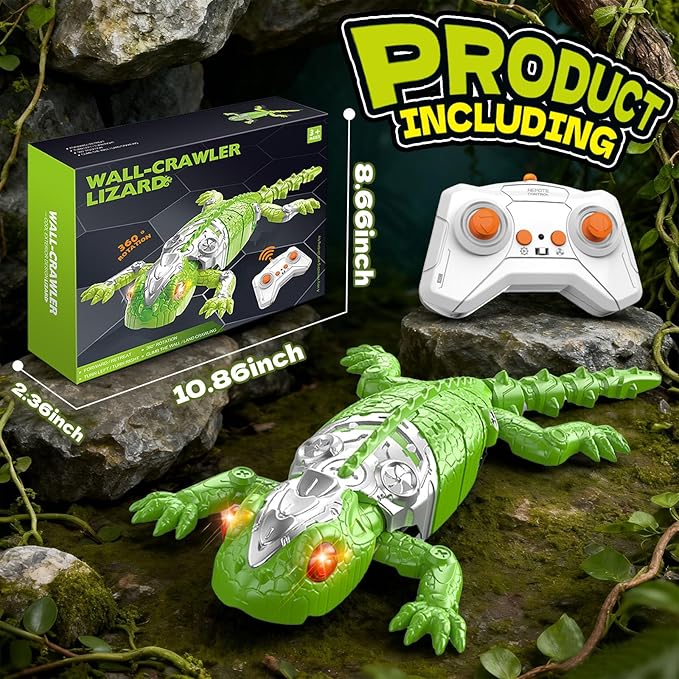 RC Wall Climbing Gecko,Glow in The Dark Wall Climbing Toy,Fun Prank & Climbing Toy for Boys & Girls Ages 3, 4, 5, 6, 7, 8. (Yellow)