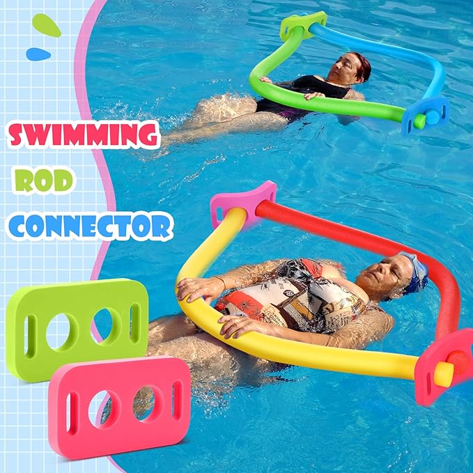 4 Pcs Swimming Noodle Floating Connector Swim Pool Noodles Accessories EVA Stick Colorful Connector for Summer Outdoor Beginners Water Pool Games Beach Lake Party