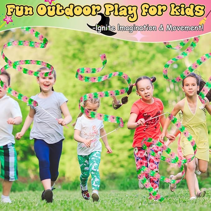 12 Pcs Princess and Witch Party Favors Ribbon Dancing Wands Gymnastics Ribbons Sticks Dance Streamers Dance Twirling Sticks for Girls Birthday Party Favors Supplies Goody Bag Stuffers Gifts