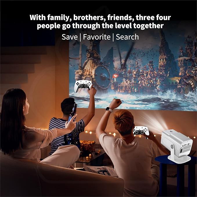 HCS350 Pro Projector and game,Retro 4K Smart Game Projector 1280*1080P Built-in 30000 Games,Portable video game with 2 Wireless Controllers,5G WiFi Bluetooth,HDMI,Android 12,home theater,office