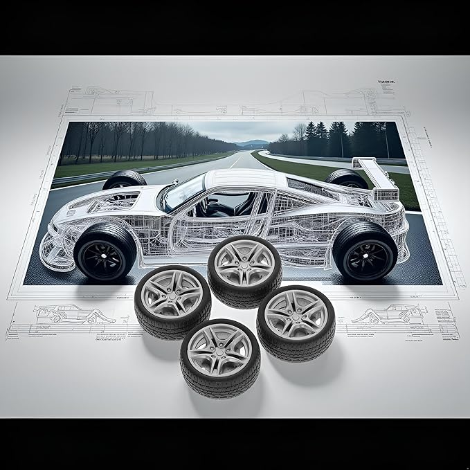 4Pcs Black Tires, 48mm Simulation Rubber Wheel Tire Wheel Toy Model DIY RC Spare Parts Easy Installation,Tire and Wheel Sets, Remote and App Controlled Vehicles and Parts,Sets