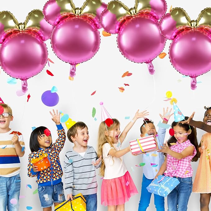 4 Pcs Bear Foil Balloons, 24'' Mylar Balloon for Birthday Party Decorations Jumbo Bear Head Aluminum Foil Balloons Party Favors Supplies (Pink)