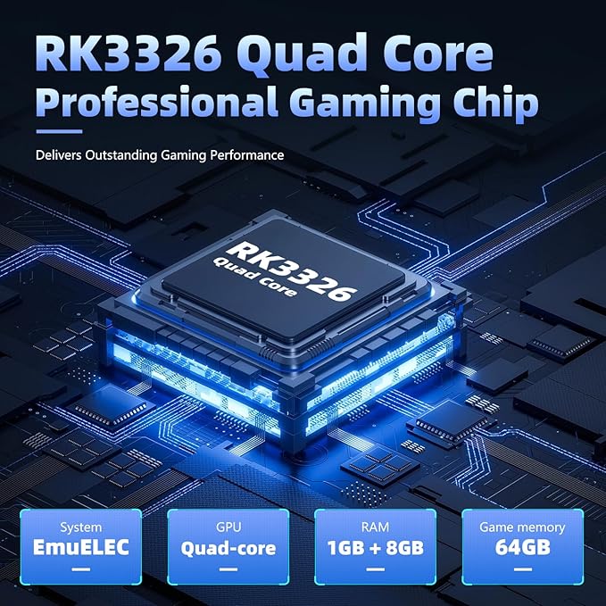 R36TMAX Retro Handheld Game Console, 4.0'' 720x720 IPS Screen, 64GB Supports 18000+ Classic Games, EmuELEC System Supports WiFi Networked Fighting and OTG, 4000mAh, with Portable Case(Black 64GB)