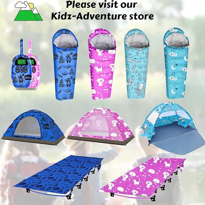 USA-Designed KidzAdventure Rechargeable Walkie Talkies for Kids 2 Pack - 48 Hours Battery 3 Miles Range 22 Channels 2 Way Radio Voice Activation. Best Hiking, Camping & Outdoor Kids Toy Gift Ages 5-10