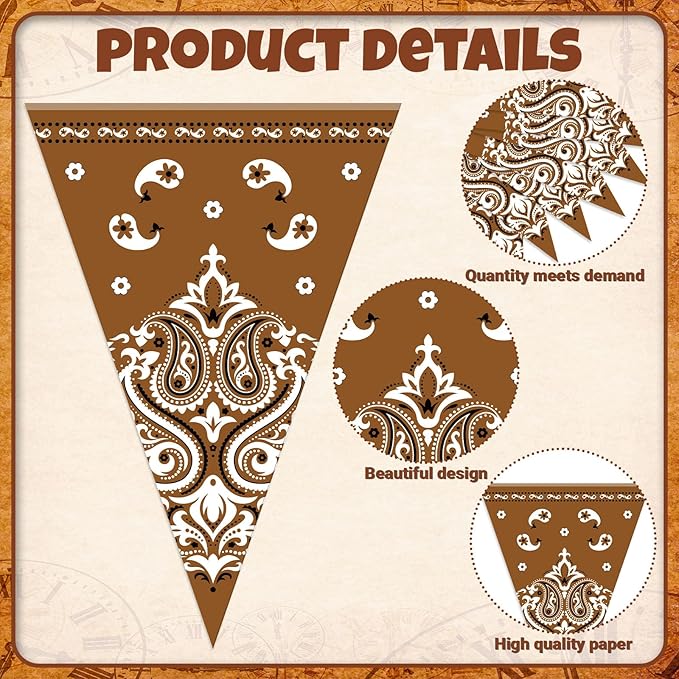 Boao 5 Pcs Cow Print Pennant Banners, Cow Print Pennant Banner Birthday Party Supplies for Western Cowboy Theme Decoration Baby Shower Animal Theme Party Holiday Decor, 7.4 x 10.8 Inch (Wild Cowboy)
