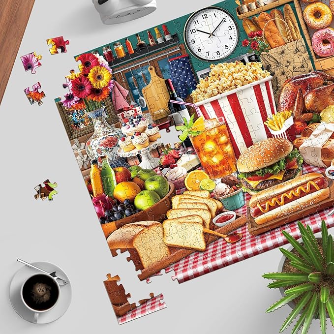 Food Feast Jigsaw Puzzles, Puzzles for Adults 1000 Pieces, Lumière's Banquet Impossible Challenging Puzzles Game, Interlock Perfectly No Dust, Gifts for Easter Earth Mother’s Day