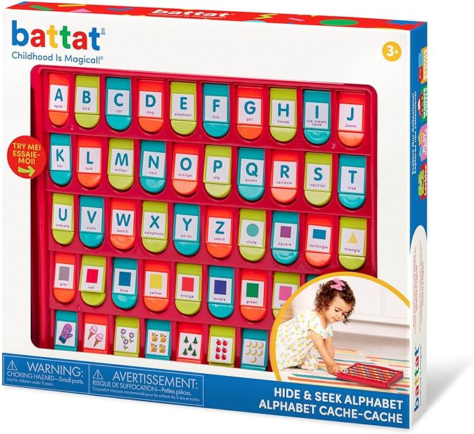 Battat – Pop – Up Alphabet – 50 Letter & Picture Flaps – Shapes, Colors & Letters – Educational & Learning Toys – 3+ Years– Hide & Seek Alphabet