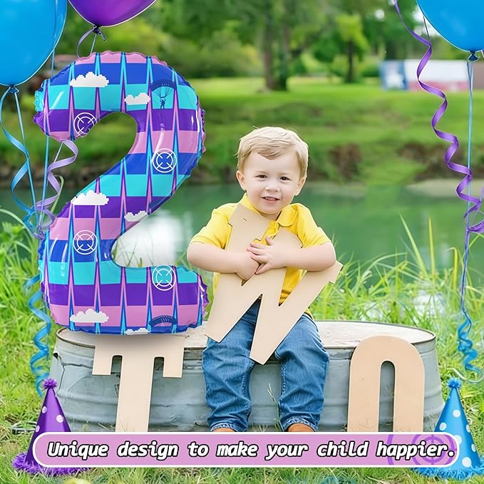 40 Inch Video Game Theme Number 2 Balloons Large Birthday Party Number Balloons Piñata Gaming for Kids Battle Boys Birthday Party Decoration Supplies