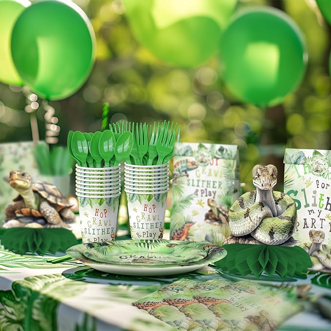 Reptile Party Centerpiece Set - Reptile Honeycomb Reptile Birthday Decorations and Reptile Table Toppers for Kids' Nature-Themed Birthday and Baby Shower Table Décor