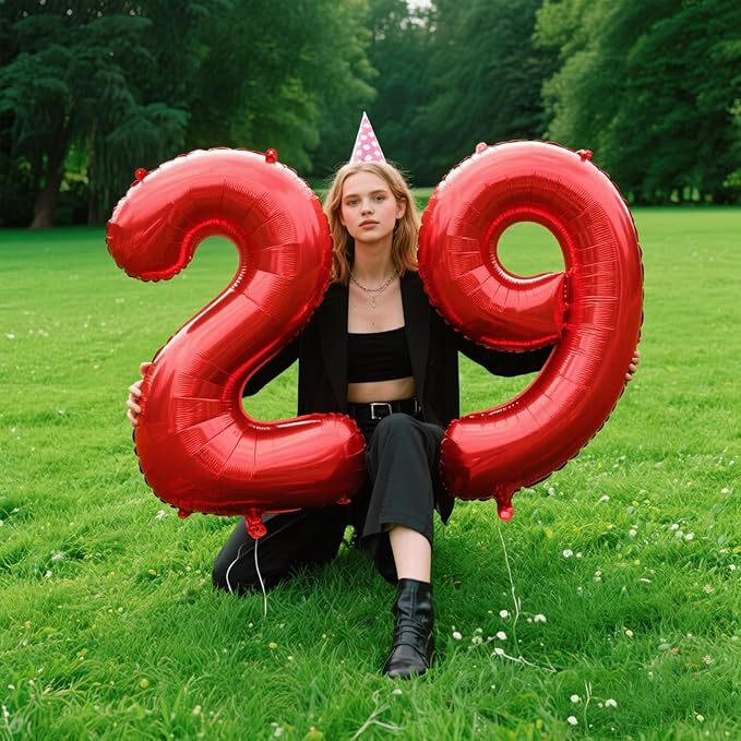 40 Inch Red Number 29 Digital Balloon,Jumbo Mylar Foil Helium Balloon for 29 Balloons for Birthday Party,Wedding Anniversary Party Decorations