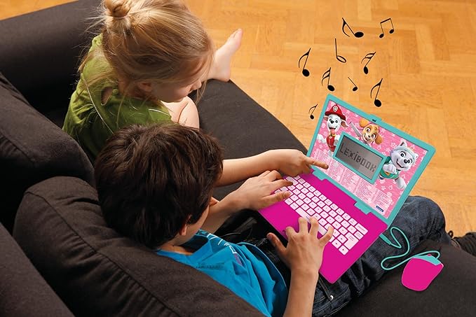Lexibook, Paw Patrol, Educational and Bilingual Laptop in English/Spanish, Toy for Children with 124 Activities to Learn, Play Games and Music, Pink, JC598PAGi2