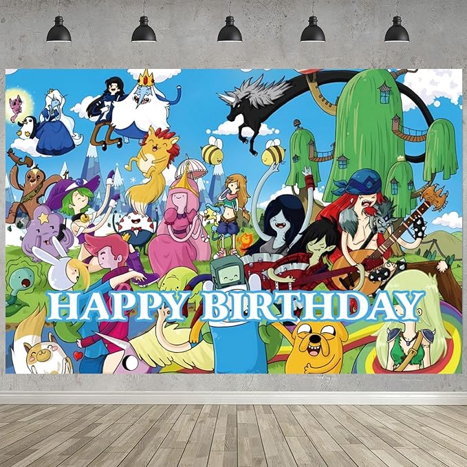 Time of Adventure Birthday Party Decoration,Adventure Party Photo Background 5 x 3 FT and 18 Pcs Balloon,Time Merch Party Backdrop Supplies