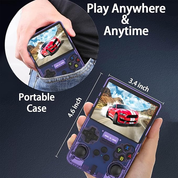 R36s Retro Handheld Game Console Preload 20000+ Games 12+Emulators , Retro Gaming Console 3.5-inch IPS Screen (Black)