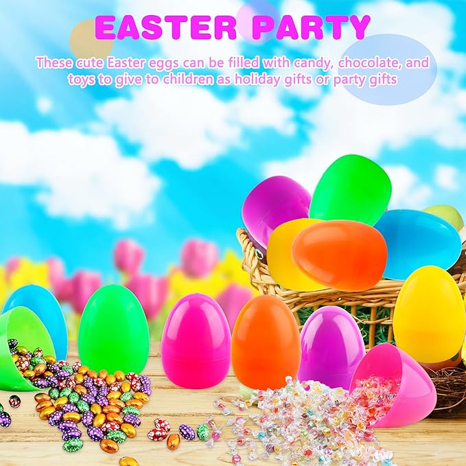 4 Inch Plastic Fillable Easter Eggs 36/54/ 66/78 pcs Large Colorful Easter Egg Big Flat Bottom Eggs Bulk for Easter Basket Fillers Egg Hunt Party Supplies (36 Pcs (6 Color) - Flat Bottom (4 Inch))