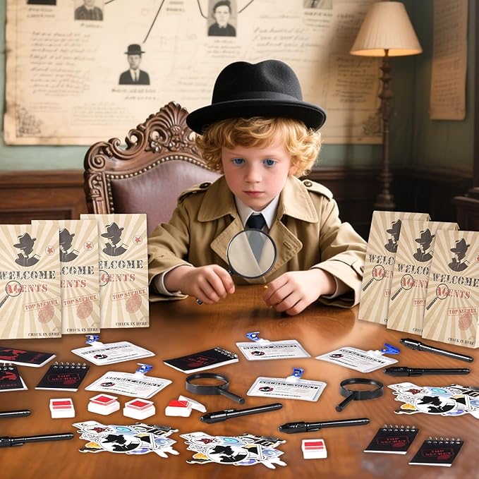 Vanblue 134Pcs Detective Party Favors Spy Kit Escape Room Birthday Party Decorations Supplies Magnifying Glass Gift for Kids Treat Bags Stuffers Pinata Filler Classroom Prizes