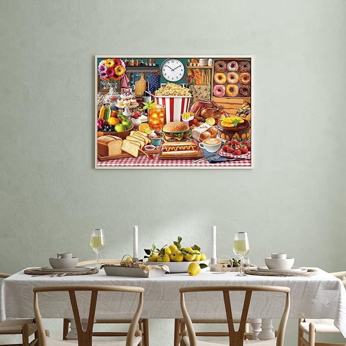 Food Feast Jigsaw Puzzles, Puzzles for Adults 1000 Pieces, Lumière's Banquet Impossible Challenging Puzzles Game, Interlock Perfectly No Dust, Gifts for Easter Earth Mother’s Day