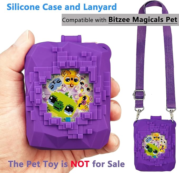 JCHPINE Silicone Cover Case for Bitzee Magicals Interactive Digital Pet and Case, Protective Skin Sleeve for Bitzee Magicals Virtual Electronic Pets Accessories (Purple)