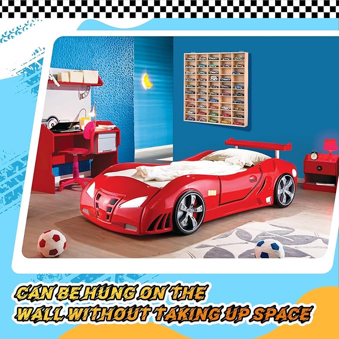 Hot 1/64 Diecast Wheels Display Case Holds Toy Cars Wooden Wall Mount Car Display Shelf Storage Organizer Case for Toy Collectibles, Wheel, Model, 10 Layers (150 Spaces in Total)