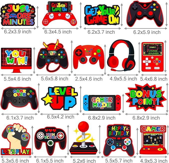 umoni Video Game Birthday Hanging Swirls Red Video Game Party Decorations 20Pcs On Ceiling Streamers Gaming Birthday Party Hanging Decorations or Level Up Baby Shower Supplies