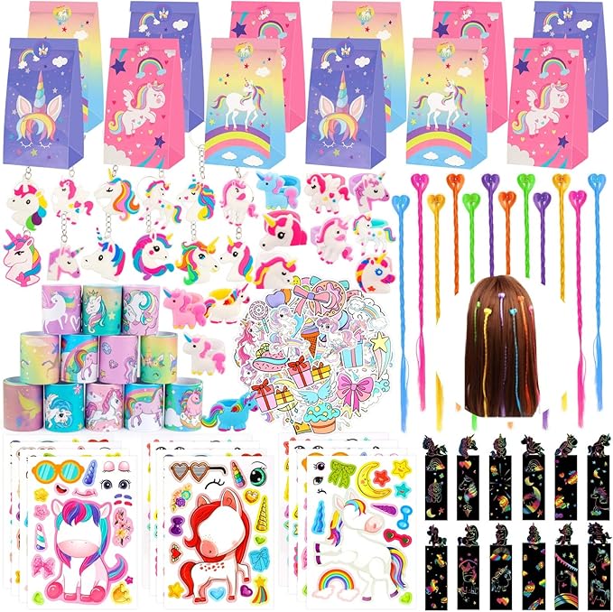 Unicorn Party Favors, 12 Pack Unicorns Birthday Party Supplies - Unicorn Decorations Goodie Bags Fillers for Girls Kids Pinata Fillers