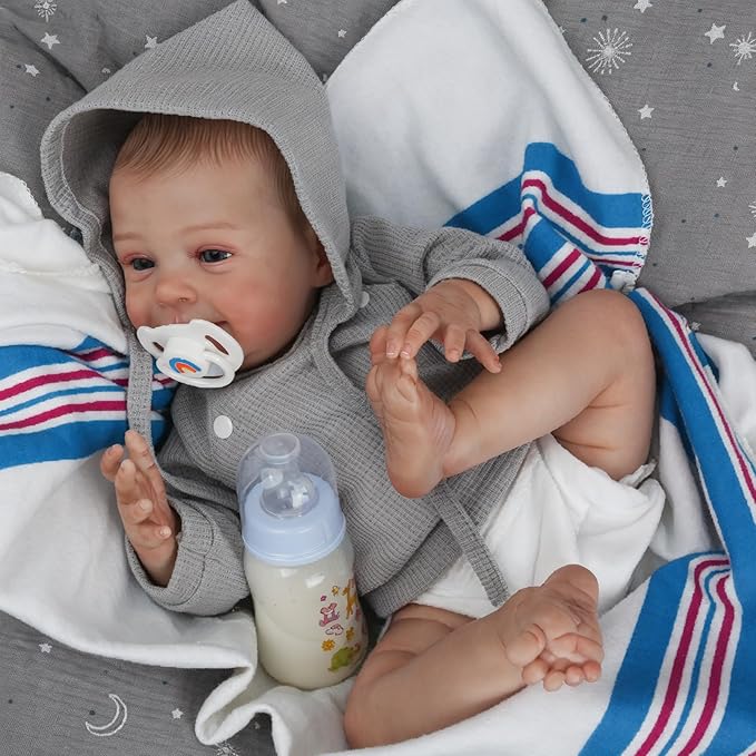 CHAREX Lifelike Reborn Baby Dolls Boy – 18 Inch Real Life Realistic Newborn Doll with Handmade Soft Cloth Body, Comes with Accessories — Gift for Kids Ages 3+
