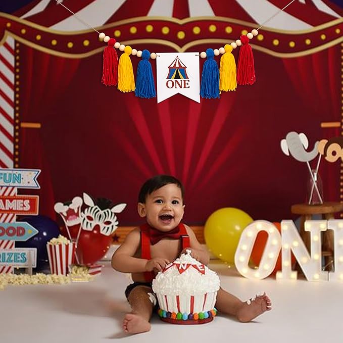 Gostman 1st Birthday Highchair Banner - Carnival Circus Party Sign, Fiesta Decorations
