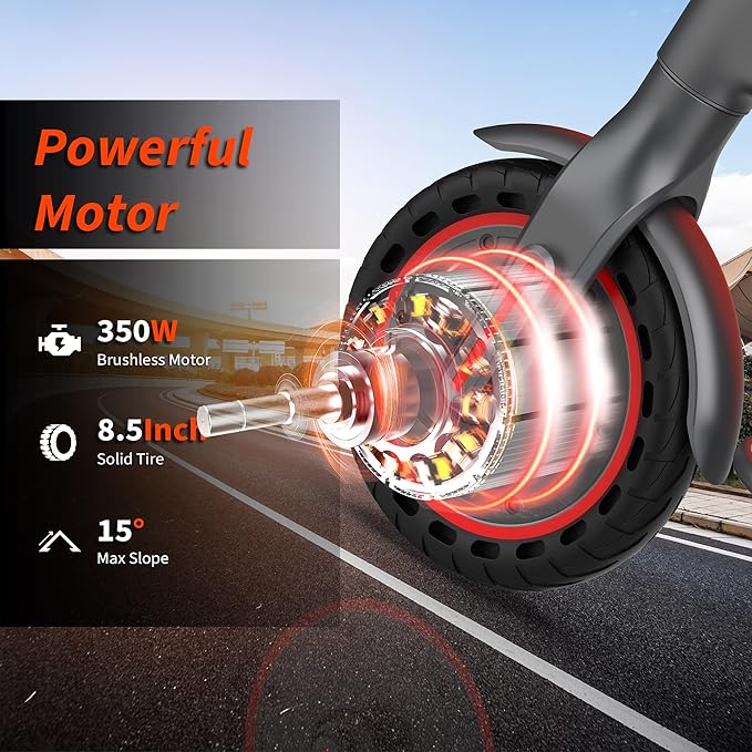 VOLPAM Electric Scooter, 350W/500W Powerful Motor, 8.5"/10" Solid Tires, 19/21Mph, 28/23/21/16 Miles Max Range, Dual Braking