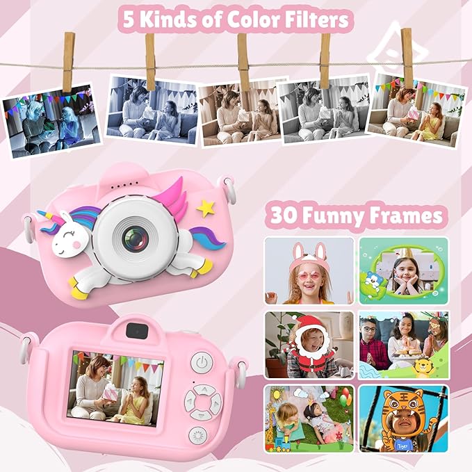 Kids Camera for Girls Toddlers, 3-12 Year Old Girl Gifts Toys, HD Digital Toddler Camera for Kids, Christmas Birthday Gifts Kid Camera Toys for 3 4 5 6 7 8 9 10 12 Year Old Girls Boys