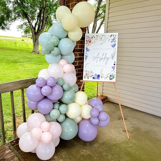 Dusty Green Purple Pink Balloon, 60 Packs 12 Inch Lavender Pastel Pink Balloon Metallic Gold Confetti Balloons for Baby Shower Wedding Tea Wildflower Birthday Party Decorations