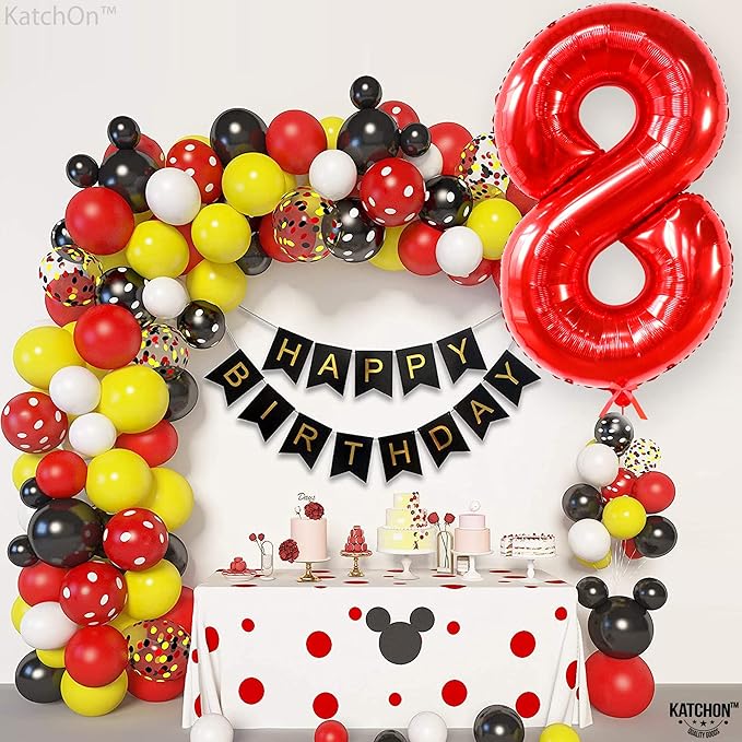 KatchOn, Giant, Red 8 Balloon Number - 40 Inch | Red 8 Balloon, 8th Birthday Decoration Boy | 8 Year Old Balloon, 8 Year Old Birthday Decorations | Number Balloons for Anniversary Decorations