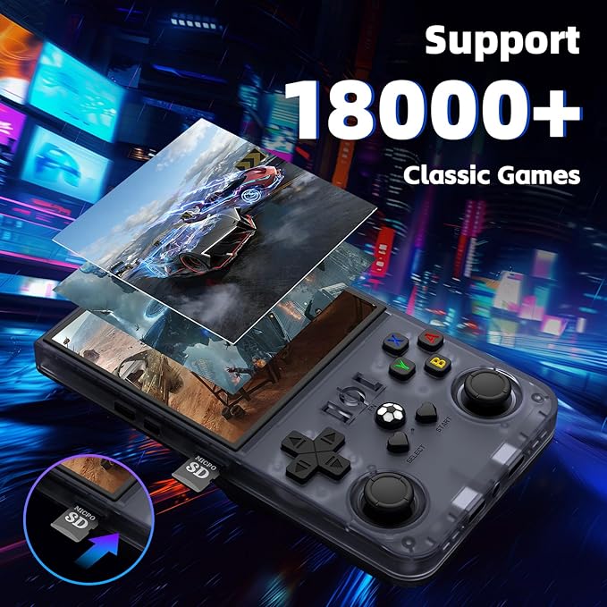 R36MAX Retro Handheld Game Console, Retro Gaming Console with 64G Built-in 18000+ Classic Games, 4.0 Inch 720x720 IPS Screen, Portable Handheld Linux System, 4000mAh Battery (Gary)