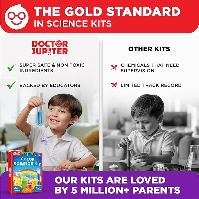 Doctor Jupiter Color Science Kit for Kids Ages 4-5-6-7-8 | Easter, Birthday Gift Ideas for 4+ Year Old Boys & Girls | Toy Stem Kit with 10 Experiments | Preschool Learning & Educational Projects
