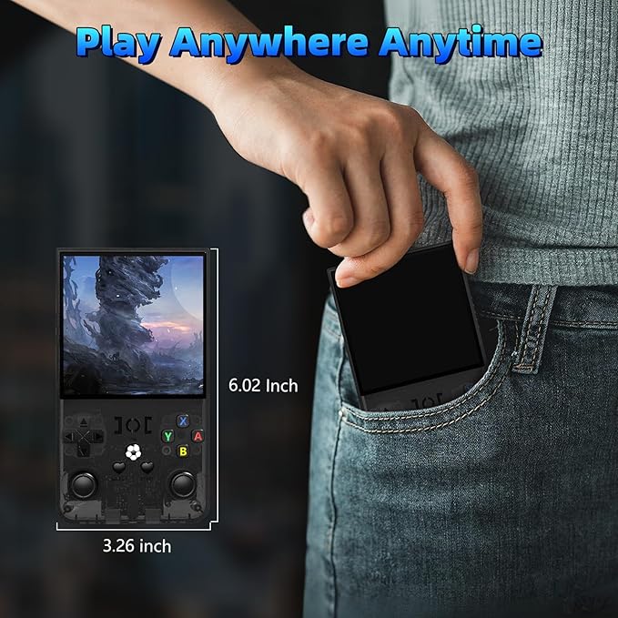 R36MAX Retro Handheld Games Console, Retro Game Console with 4.0 inch IPS HD Screen, Video Game Consoles with 64GB Memory, Portable Gaming Player for Travel, Gift for Teen or Partner, Blcak