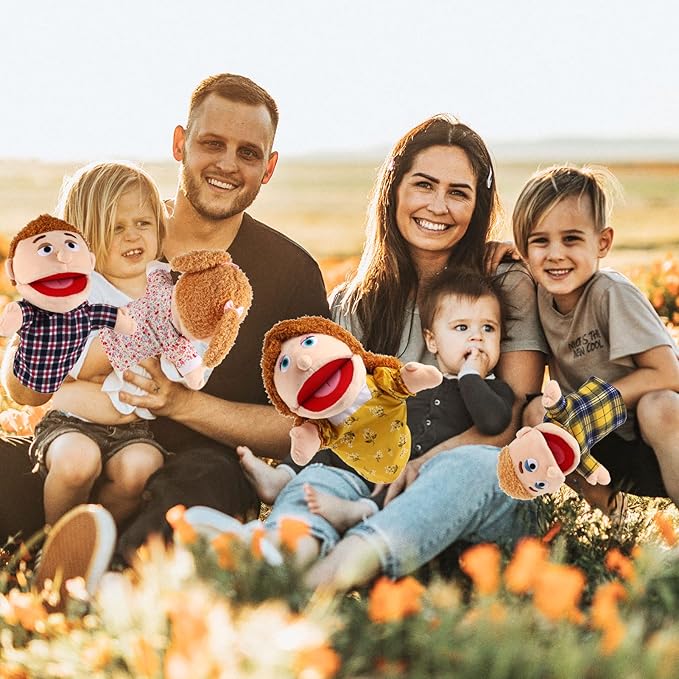 1 Pcs Family Hand Puppets 13 Inch Grandparents, Mom & Dad, Brother & Sister Plush Hand Puppet Toys Role-Play Toy Puppets for Kids Storytelling Imaginative Pretend Play Teaching Preschool(Sister)