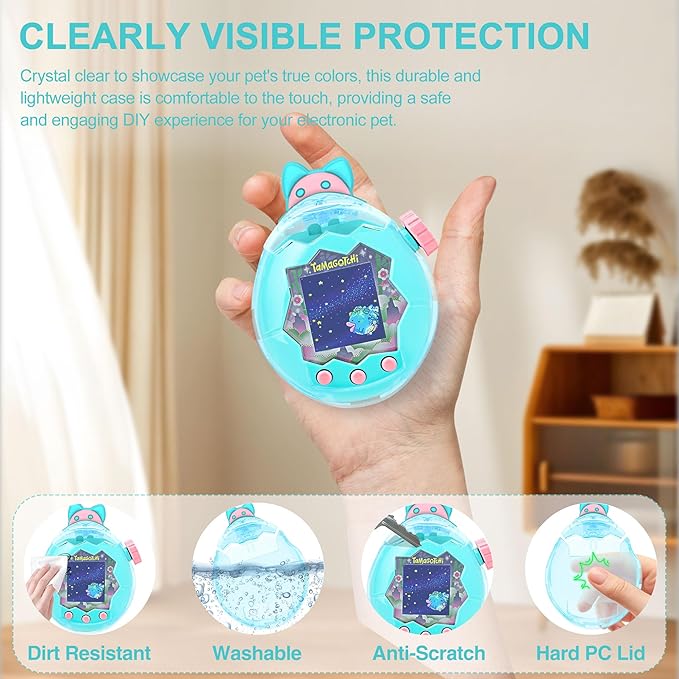for Tamagotchi Paradise Clear Case and Replacement Lid Set, Ideal for DIY Fans, Collectors and Display, for Paradise Tamagotchi Accessories, with Lanyard (No Device/Film)