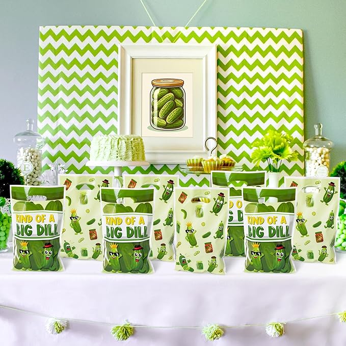 Funny Pickle Party Favor Bags - 50Pcs Kind of a Big Deal Cucumber Goody Candy Treat Bags, Interesting Vegetable Themed Party Decorations for Adults Kids Birthday Fruit Vegetable Events Supplies
