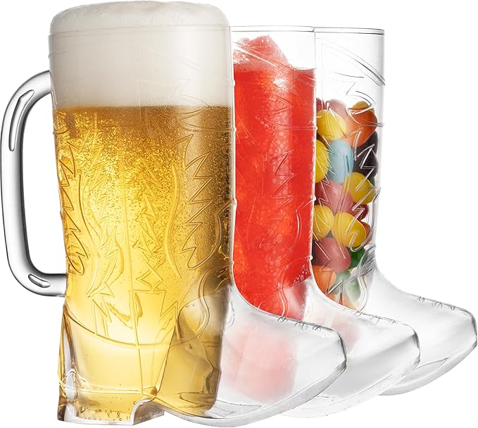 JoyServe Cowboy Boot Cups - (Bulk Pack of 72) 17oz Drink Mugs, Reusable BPA-Free Plastic Mug, for Western Themed Rodeo Birthday Party Decorations and Supplies