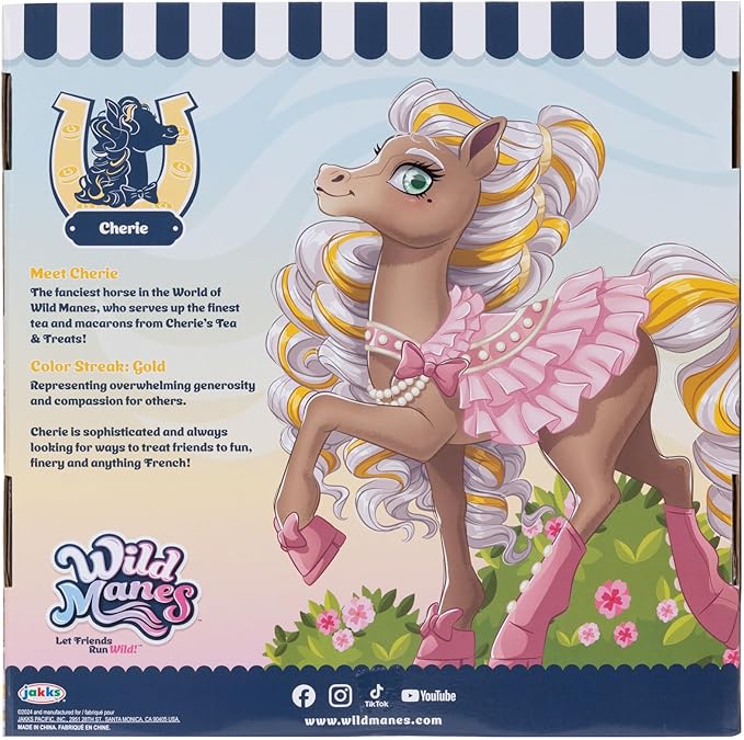 Wild Manes Horse Toys Cherie’s Tea and Treats Cart Playset with Cherie Horse Doll Figure, Includes Brush and Play Accessories