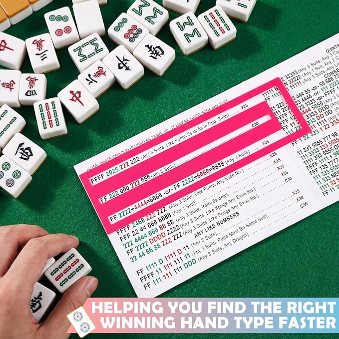 4 Pcs Mahjong Line Reader Clip for Mahjong Card Line Finder Strips Guide Accessories Rules Helper and Gifts for Beginners Players Travel Parties Game Nights (Classic Color)