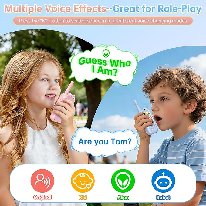 HD Video Walkie Talkies for Kids, 2-Pack Rechargeable Kids Gifts with Camera & Screen, Long Range Kids Walkie Talkies for Boys & Girls Ages 3–12, Toddler Toys for Family Games Indoor & Outdoor Play