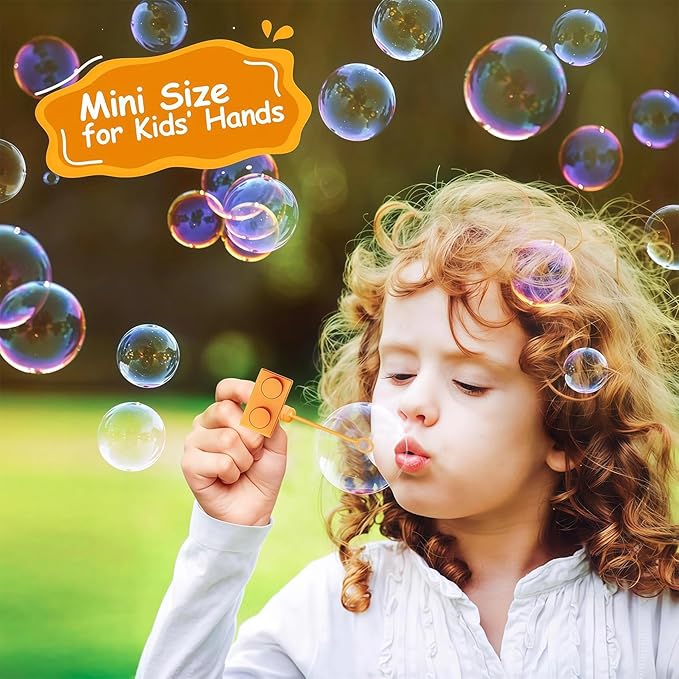 AMFZON 25Pcs Building Blocks Party Favors Bubble Wands for Kids, Brick Block Mini Bubbles Wand Toys, Building Blocks Birthday Party Supplies Goodie Gift Bag Stuffers Pinata Classroom Prizes