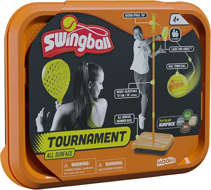 Swingball All Surface Tetherball Tennis Set – Portable Outdoor Game for Kids & Adults – Includes Paddles & Ball – Backyard, Lawn, or Park Active Play – Family Fun, Easy Setup & Storage
