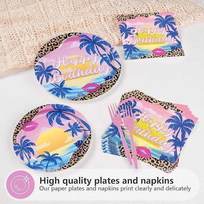 96 Pcs Jersey Shore Party Decorations Cheetah Print Birthday Paper Plates and Napkins Jersey Shore Themed Tableware Set for Girls Women Leopard Print Birthday Party Supplies, Serves 24