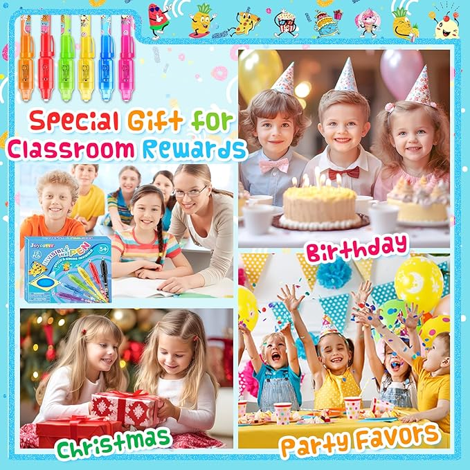 Joycover Invisible Ink Pen with UV Light for Kids, Party Favors for Kids 4-6 8-12, 12PCS Spy Pen Classroom Prizes School Supplies, Birthday Christmas Gift Toys Goody Bag Stuffers for Boys Girls